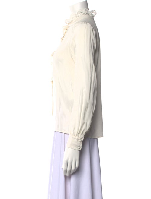 Sézane Mock Neck Long Sleeve Button-Up Top