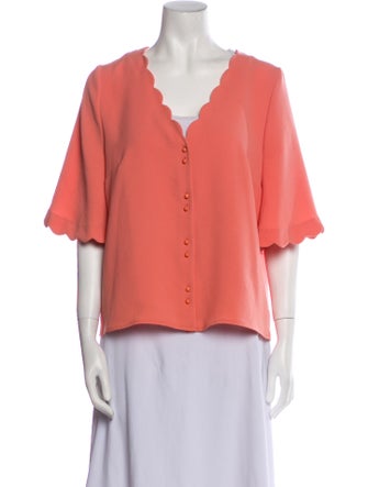 Sézane V-Neck Short Sleeve Blouse