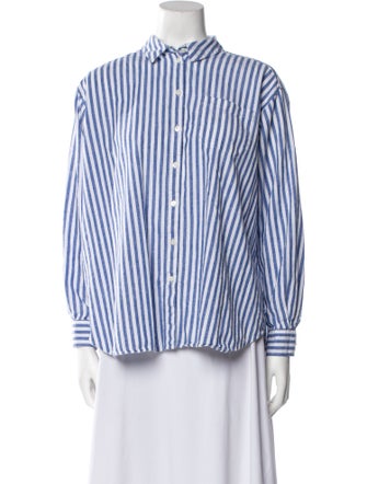 Sézane Striped Long Sleeve Button-Up Top
