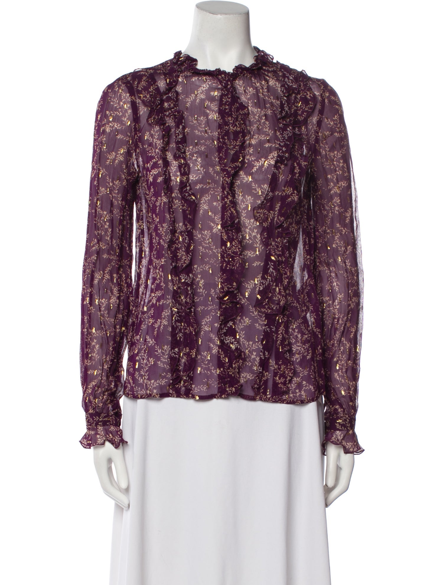 Sézane Floral Print Mock Neck Blouse w/ Tags