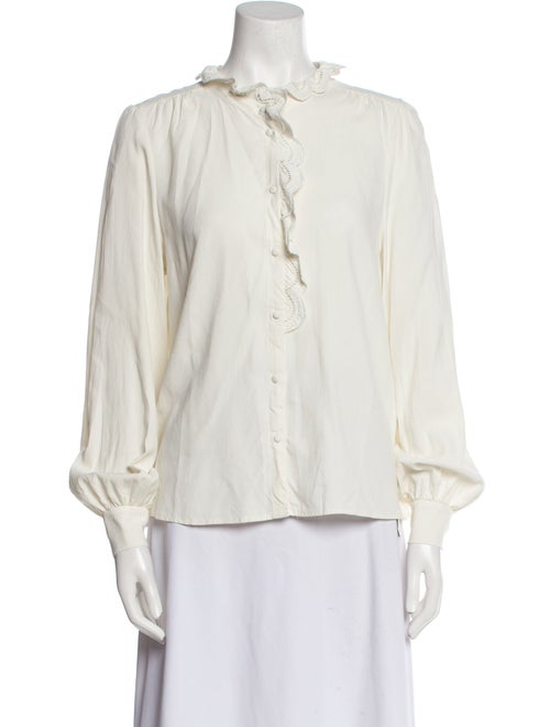 Sézane Silk Mock Neck Blouse