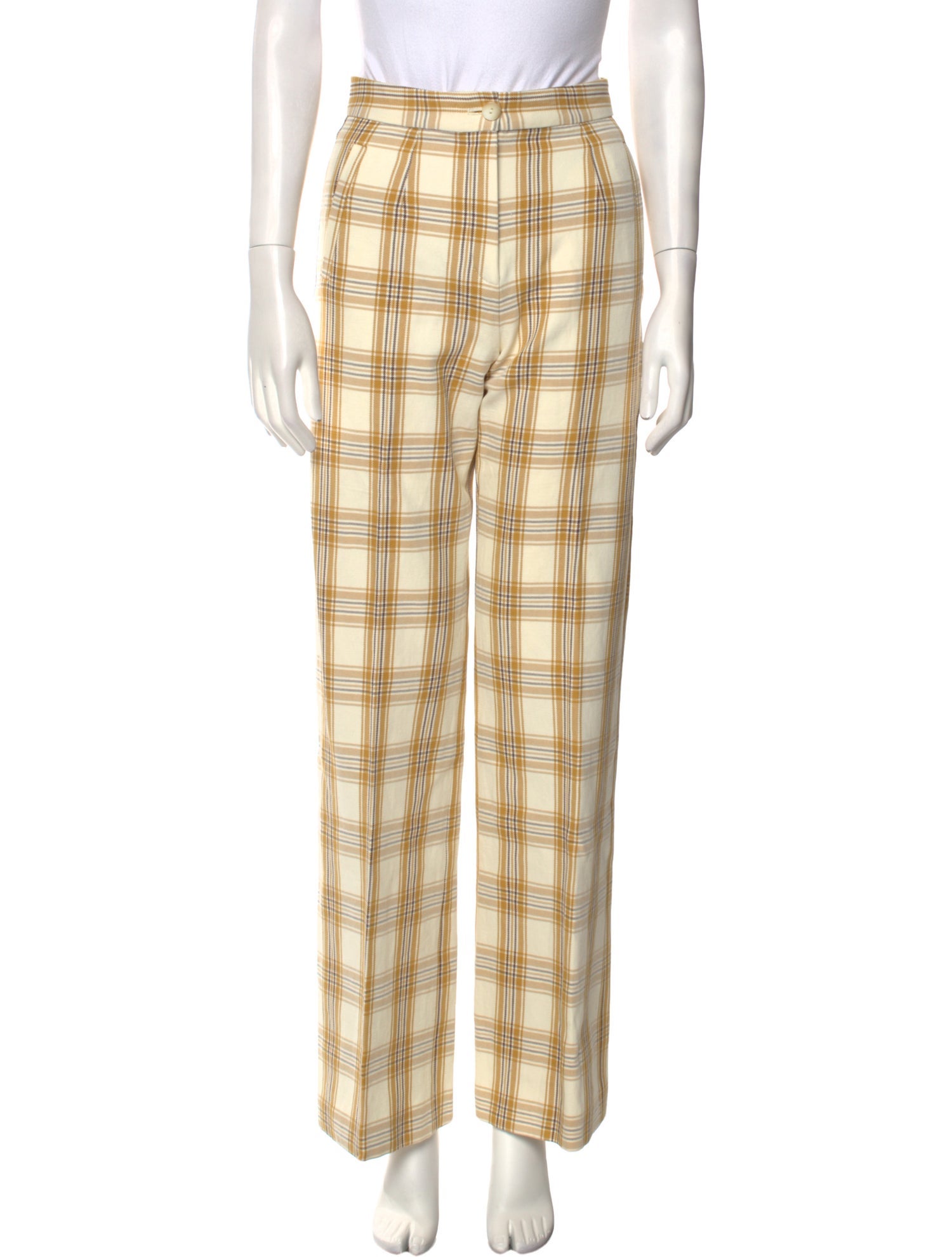Sézane Plaid Print Wide Leg Pants