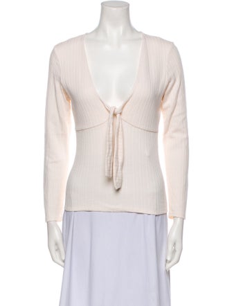 Sézane Plunge Neckline Long Sleeve Top