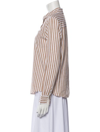 Sézane Striped Long Sleeve Button-Up Top