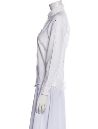 Sézane Printed Long Sleeve Button-Up Top