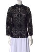 Sézane Lace Pattern Mock Neck Blouse