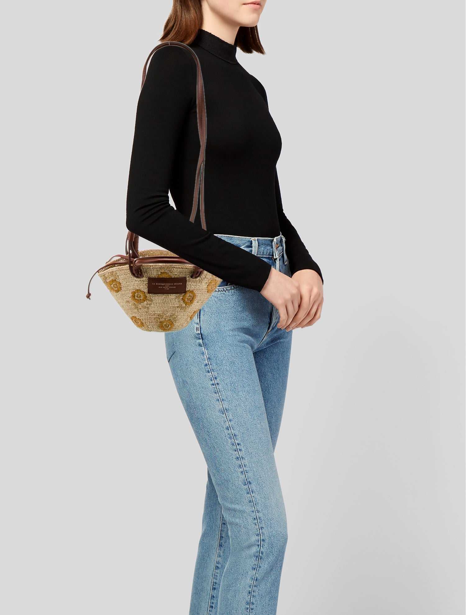 Sézane Straw Top Handle Bag