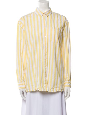 Sézane Striped Long Sleeve Button-Up Top