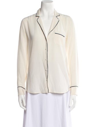 Sézane Silk Long Sleeve Button-Up Top