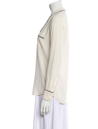 Sézane Silk Long Sleeve Button-Up Top