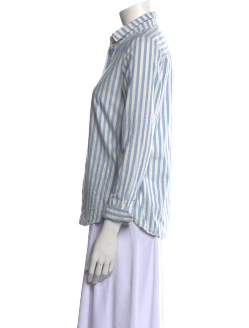Sézane Striped Three-Quarter Sleeve Button-Up Top