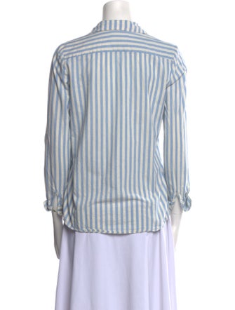 Sézane Striped Three-Quarter Sleeve Button-Up Top