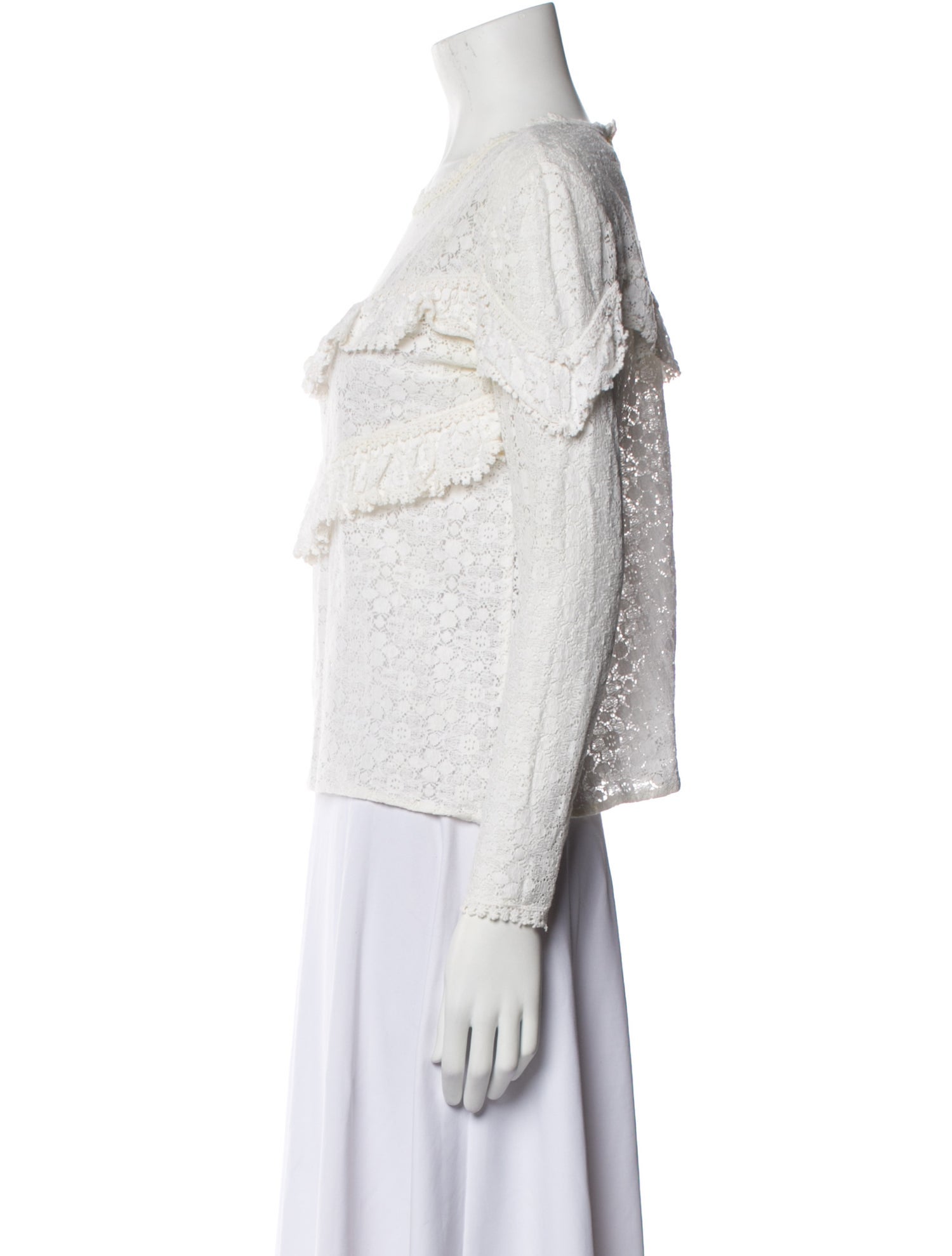 Sézane Lace Crew Neck Top