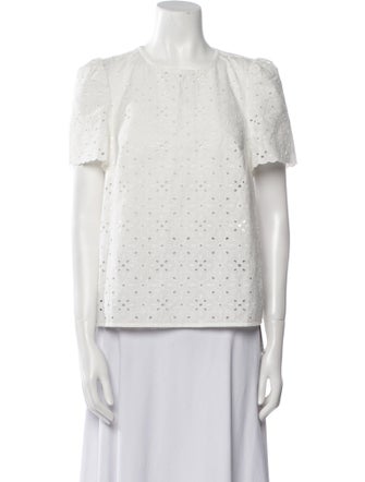 Sézane Lace Pattern Crew Neck Top