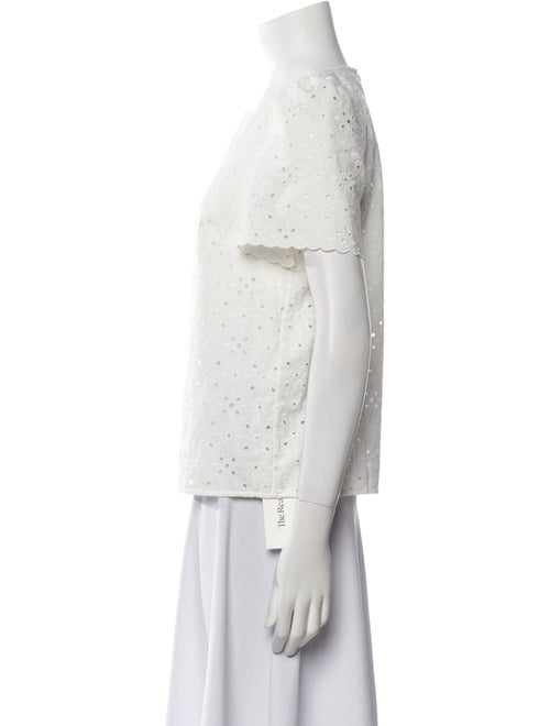 Sézane Lace Pattern Crew Neck Top