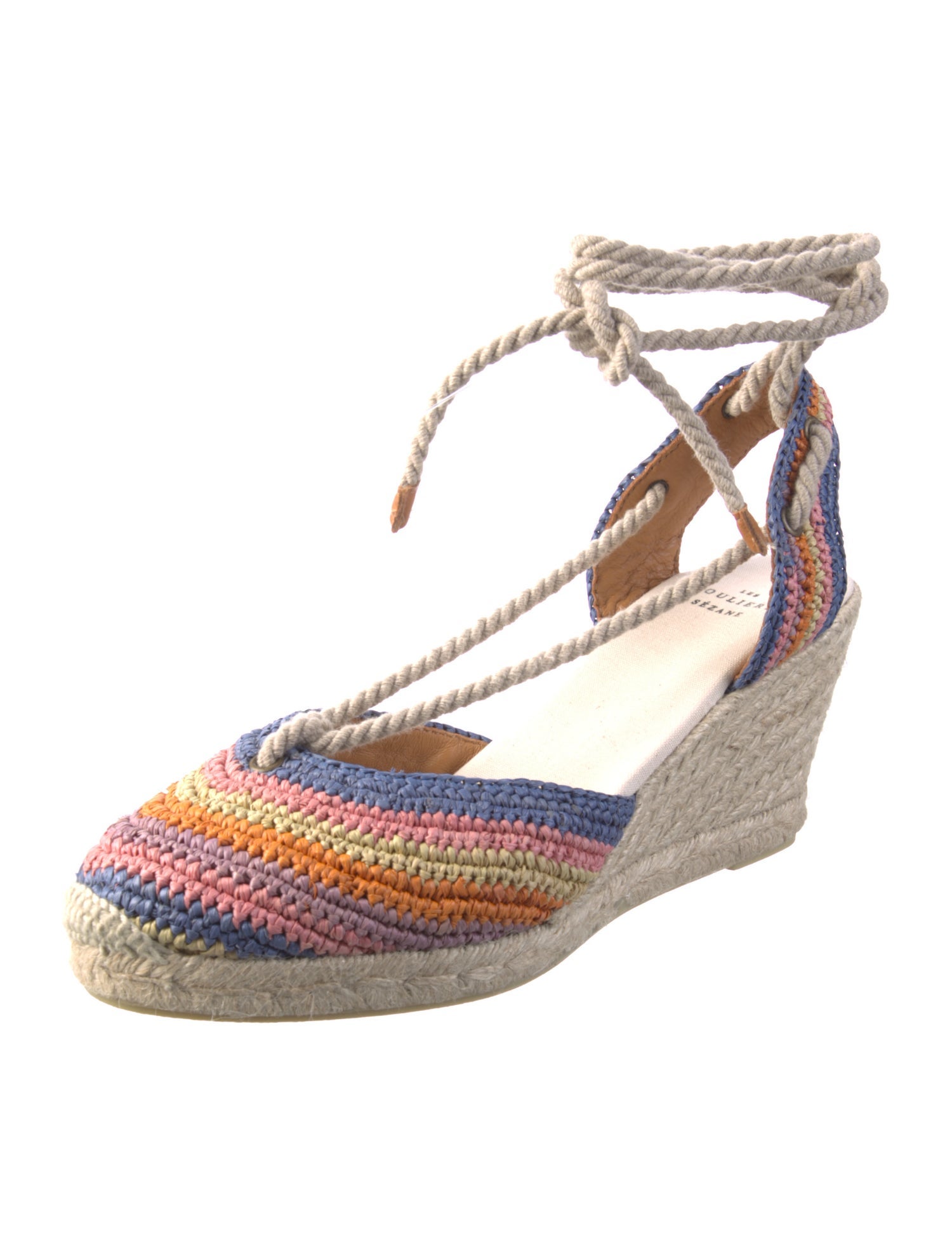 Sézane Raffia Striped Slingback Pumps