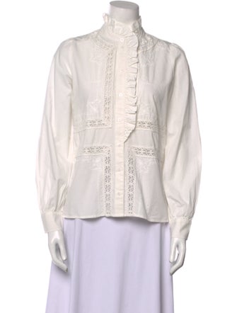 Sézane Mock Neck Long Sleeve Blouse