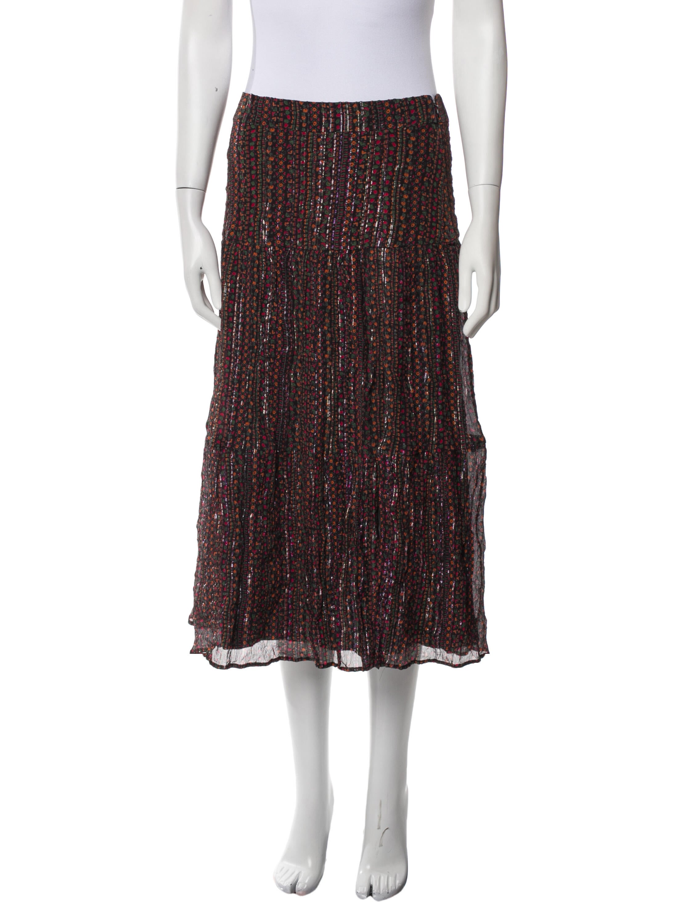 Sézane Printed Midi Length Skirt