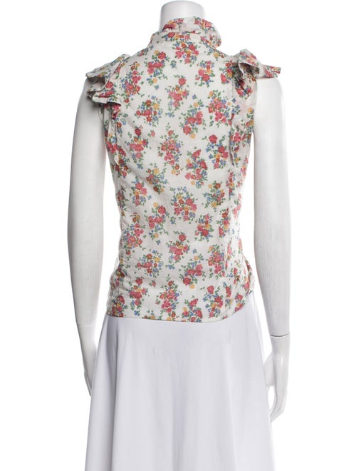 Sézane Floral Print Mock Neck Blouse