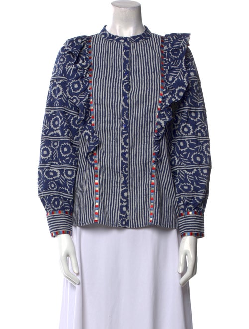 Sézane Printed Mock Neck Blouse