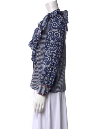 Sézane Printed Mock Neck Blouse