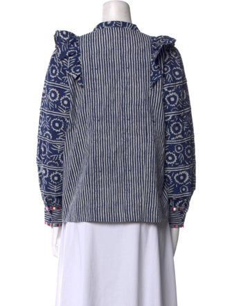 Sézane Printed Mock Neck Blouse