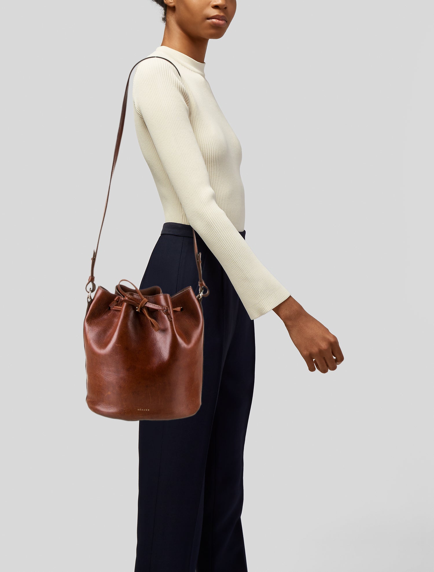 Sézane Leather Bucket Bag