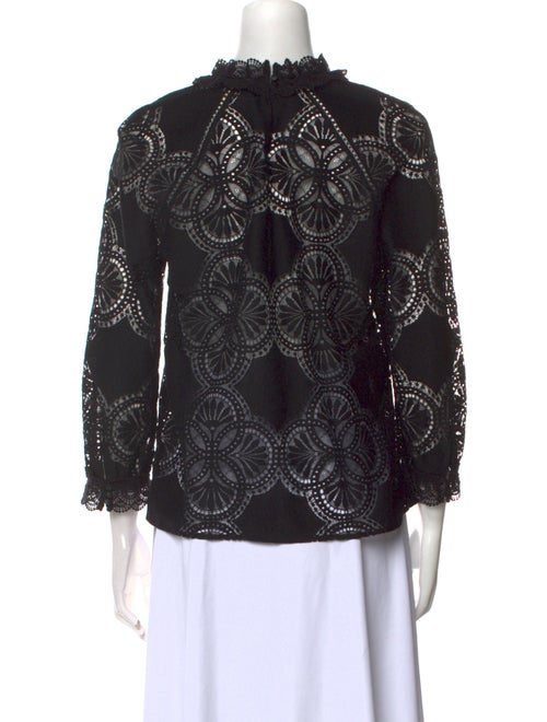 Sézane Lace Pattern Mock Neck Blouse