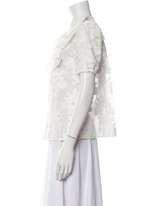 Sézane Crew Neck Short Sleeve Button-Up Top