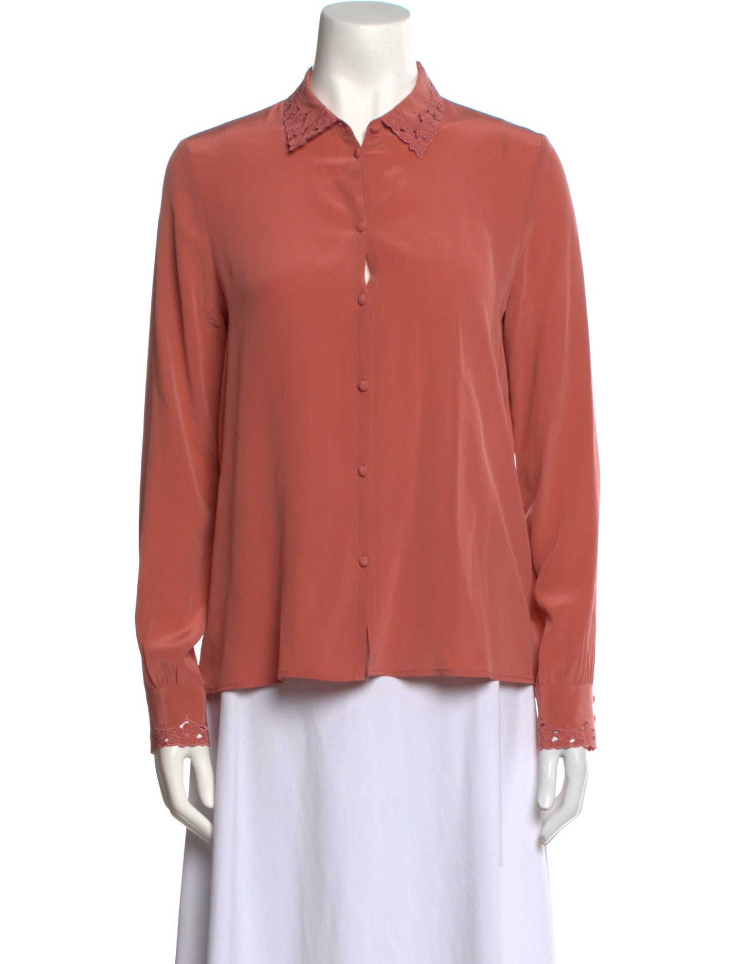 Sézane Silk Long Sleeve Button-Up Top
