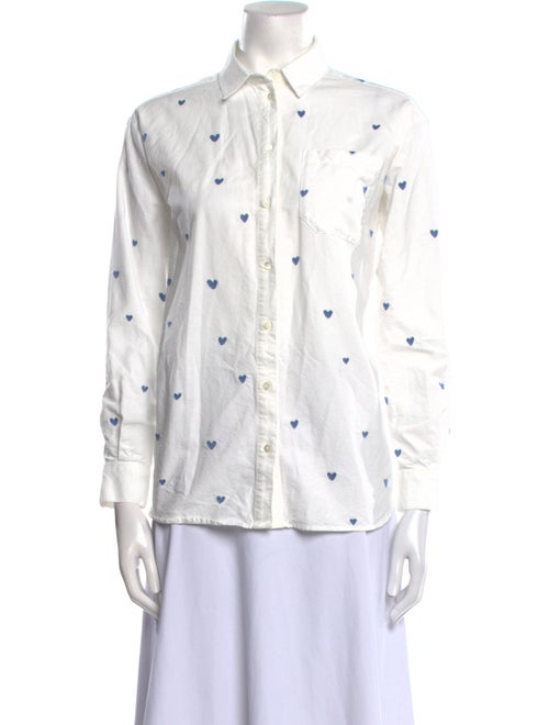 Sézane Printed Three-Quarter Sleeve Button-Up Top