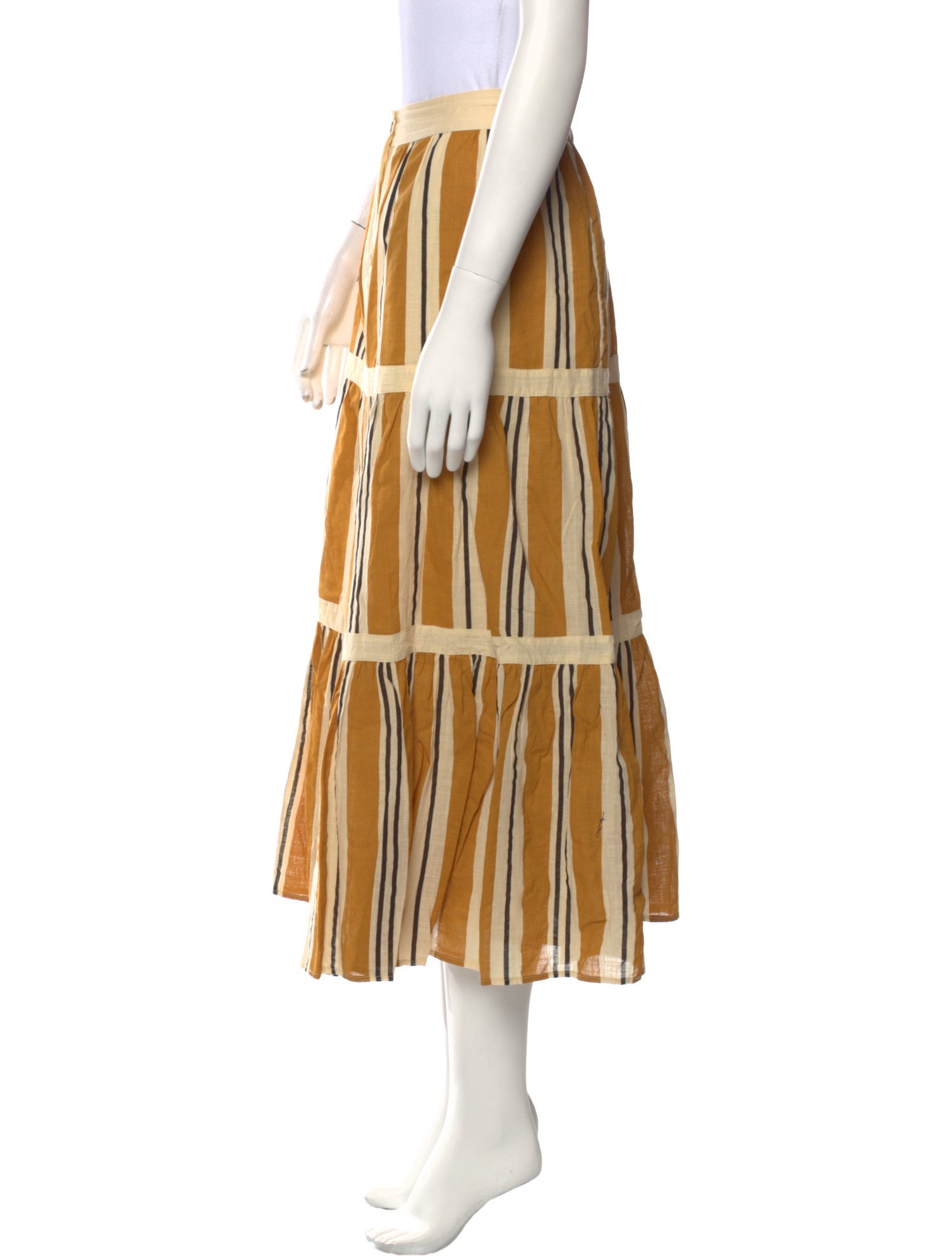 Sézane Striped Midi Length Skirt