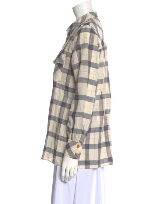 Sézane Plaid Print Long Sleeve Button-Up Top