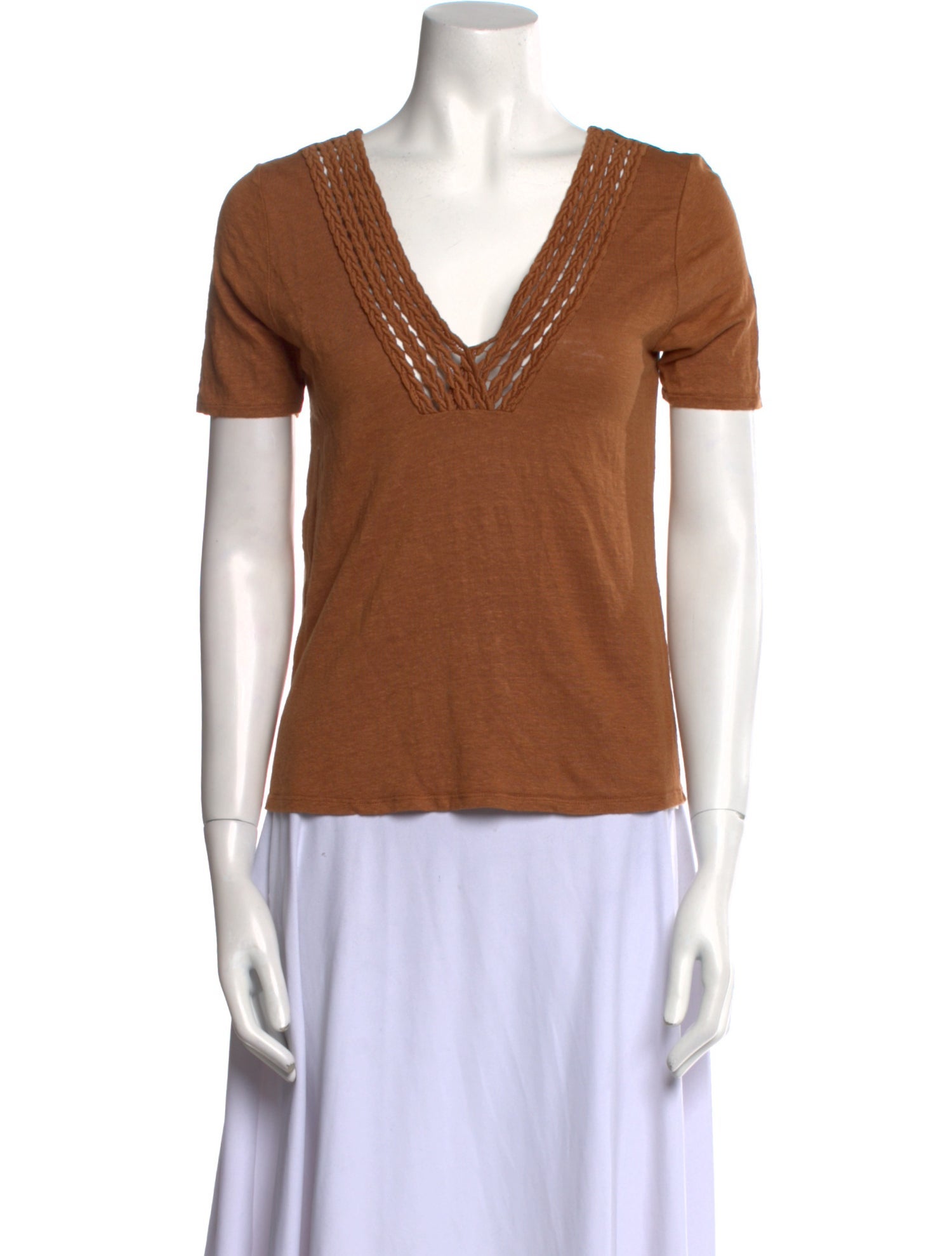 Sézane Linen V-Neck Top