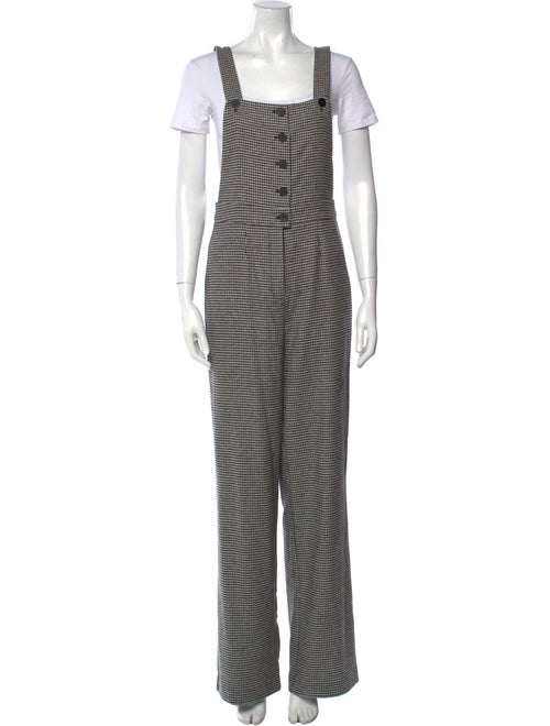 Sézane Wool Plaid Print Jumpsuit