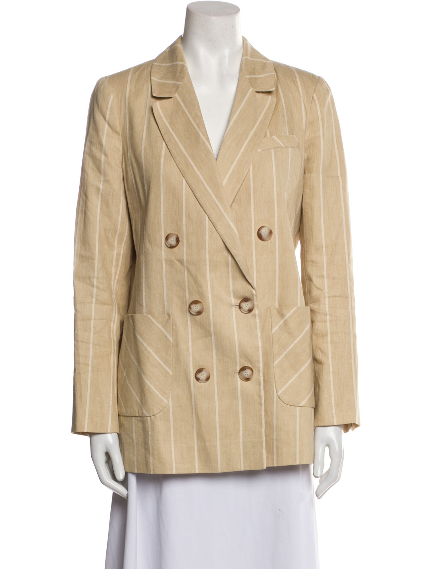 Sézane Linen Plaid Print Blazer