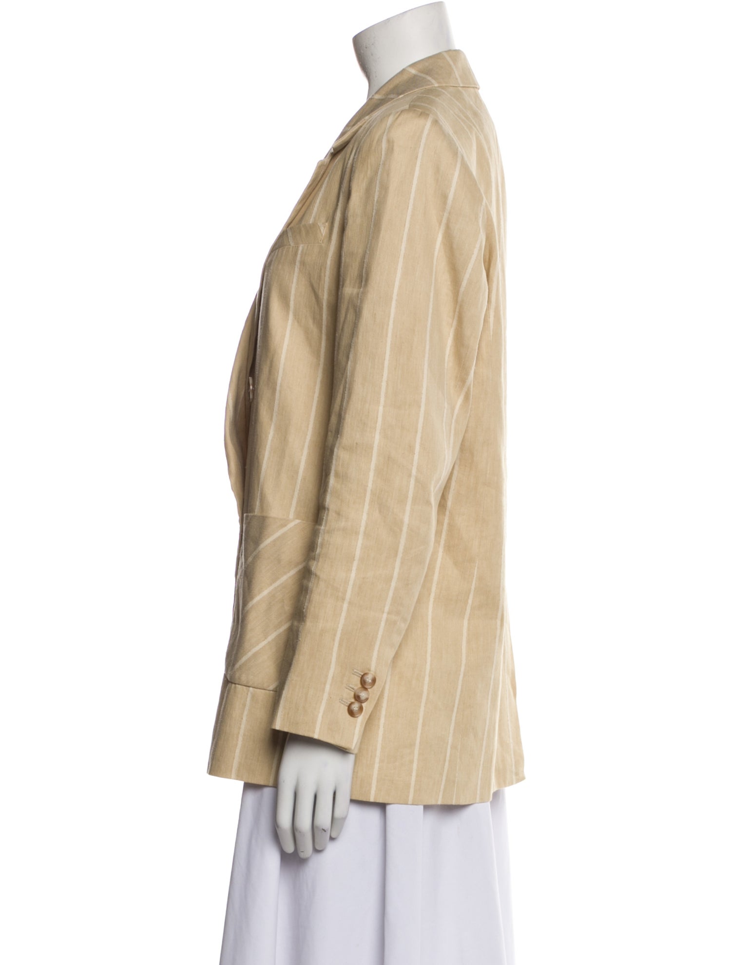 Sézane Linen Plaid Print Blazer