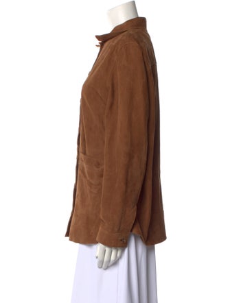 Sézane Suede Long Sleeve Button-Up Top