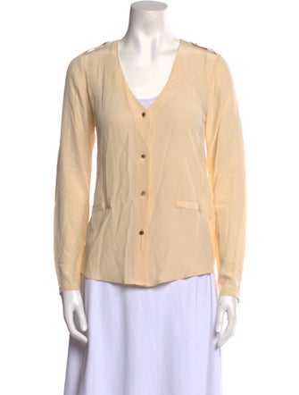 Sézane Silk V-Neck Blouse