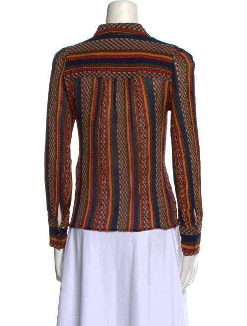 Sézane Printed Long Sleeve Button-Up Top