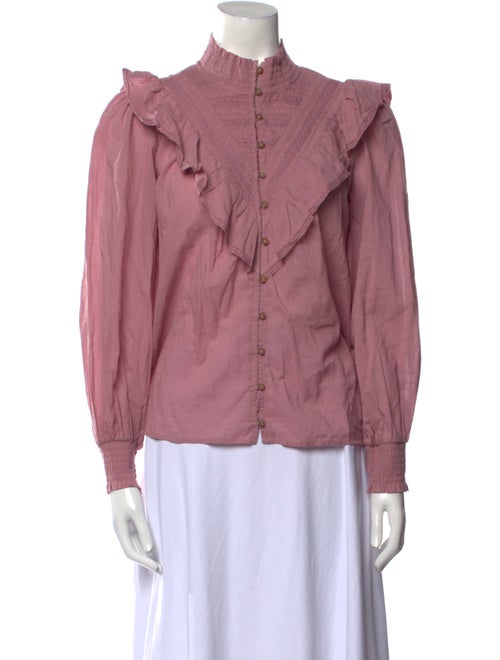 Sézane Mock Neck Long Sleeve Blouse