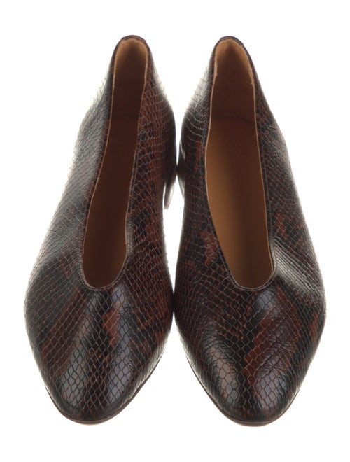 Sézane Embossed Leather Animal Print Ballet Flats