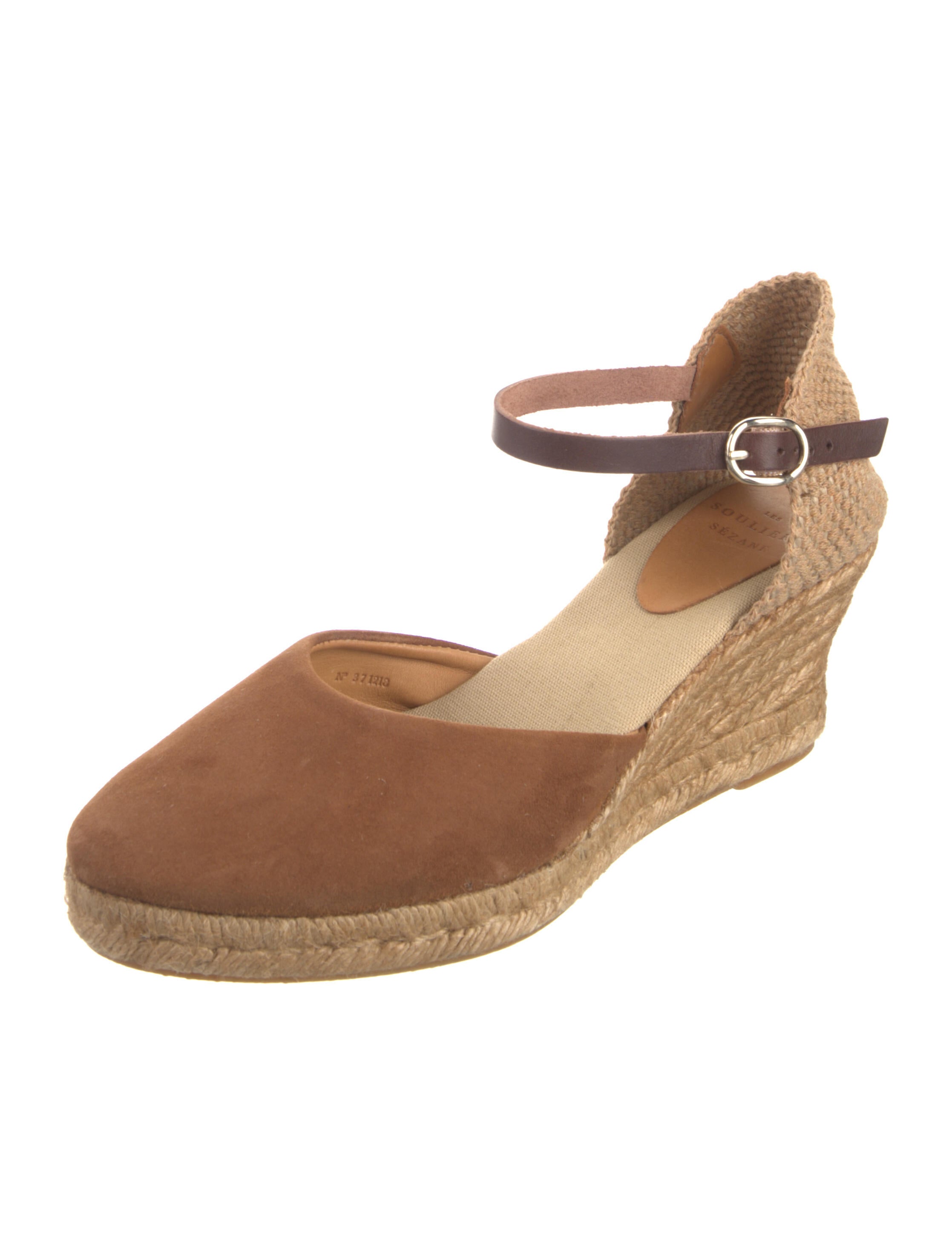 Sézane Canvas Leather Trim Embellishment D'Orsay Pumps