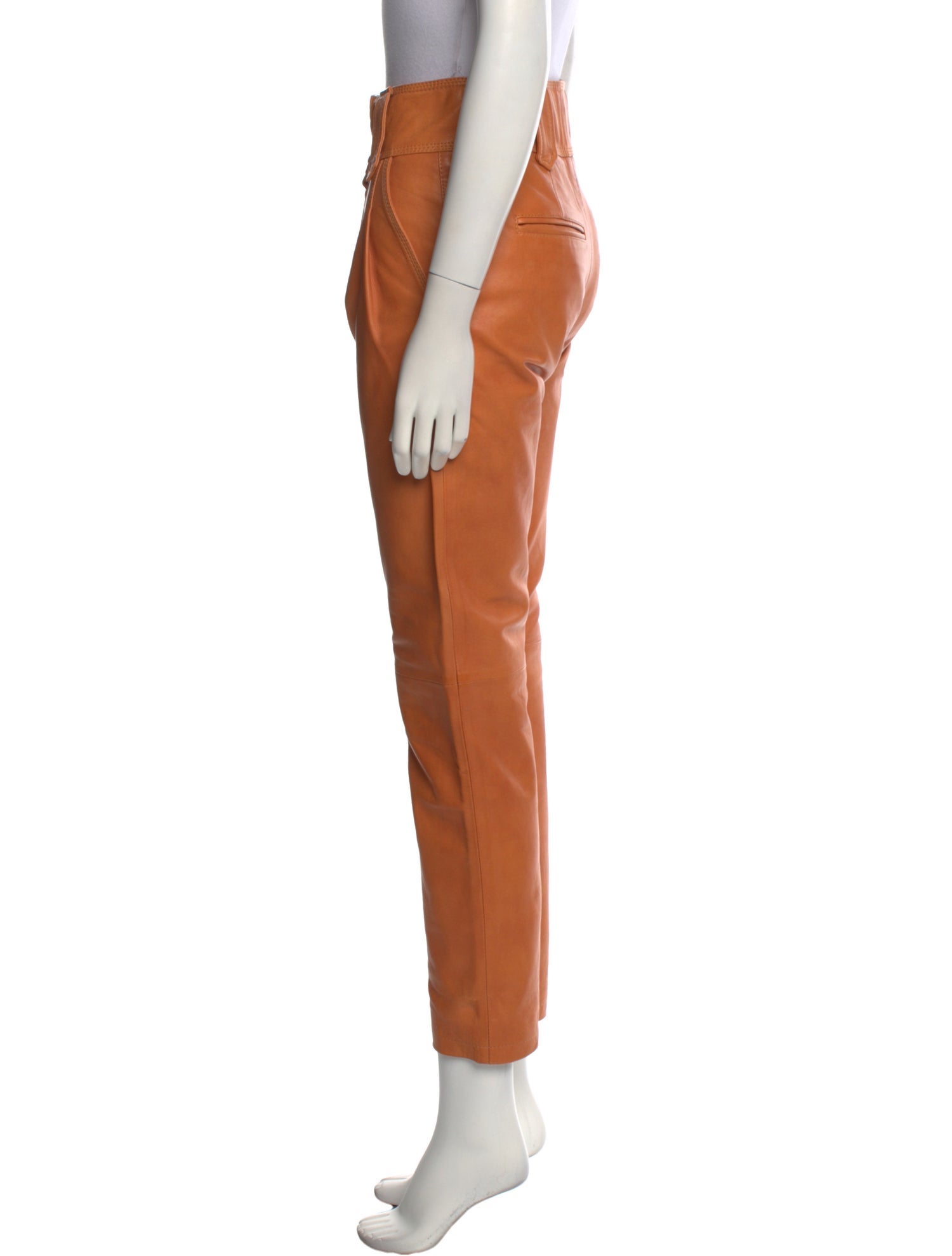Sézane Lamb Leather Straight Leg Pants