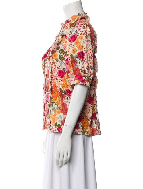 Sézane Floral Print Mock Neck Blouse