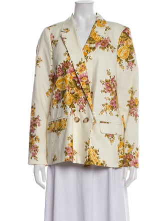 Sézane Linen Floral Print Blazer