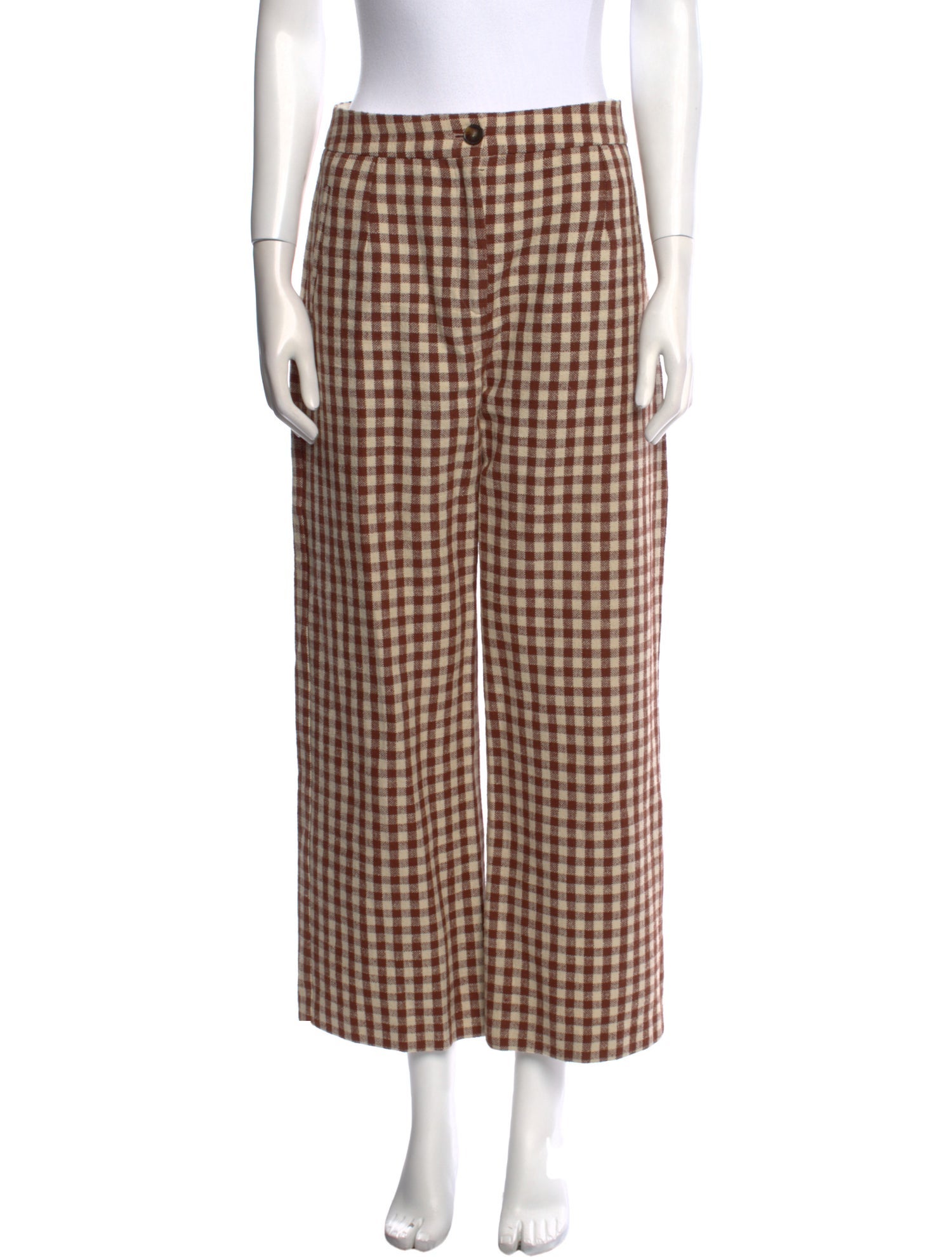 Sézane Plaid Print Wide Leg Pants