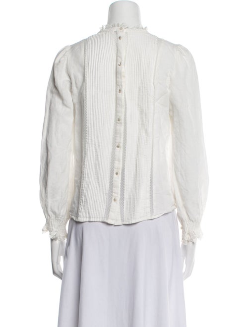 Sézane Mock Neck Three-Quarter Sleeve Blouse