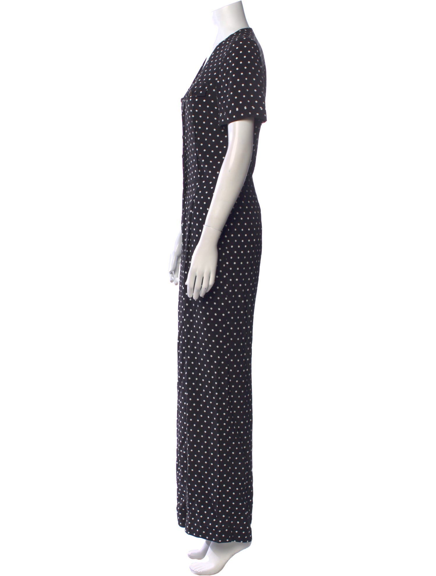 Sézane Polka Dot Print V-Neck Jumpsuit