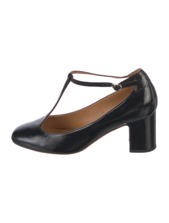 Sézane Leather T-Strap Pumps